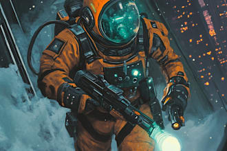 make a sci fi character illustration or sci fi character