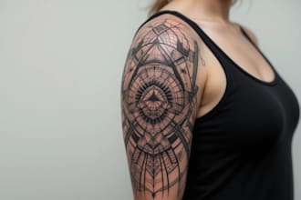 create sleeve tattoo design in geometric style