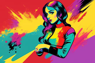 draw oil painting pop art in abstract style from photos