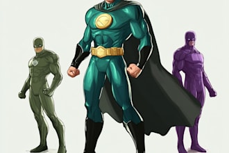 create concept art superhero character design for comics