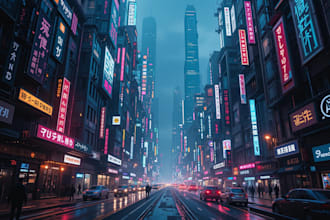 draw a futuristic cyberpunk city or background art