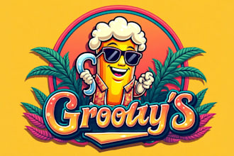do awesome beer cartoon groovy mascot logo design