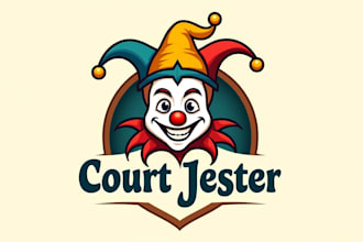 do wonderful medieval court jester head front view mascot logo design