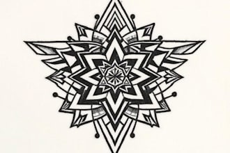 draw black and white geometric tattoos, flowers, animal portrait tattoo