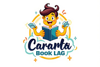 do awesome book character cartoon comic clipart mascot logo design