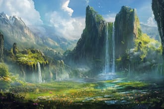 paint detailed, fantasy landscape, background