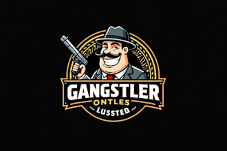 design awesome gangster mafia mascot logo with express delivery
