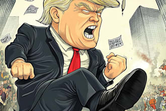 create a political cartoon or editorial illustration