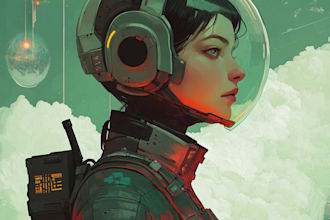 create science fiction, fantasy, cyberpunk illustration