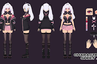 draw custom art anime character reference sheet original design concept vtuber