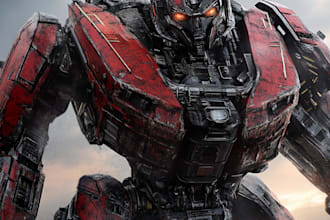 create transformer and concept art of futuristic mecha