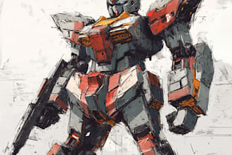 draw illustration and concept mecha, gundam, and robot