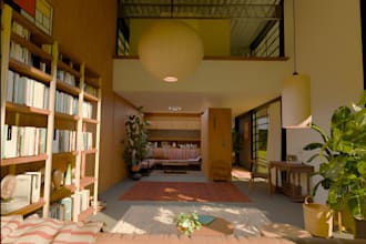 recreated eames building, tiny house,3d layouts plan,landscape render,rhino file