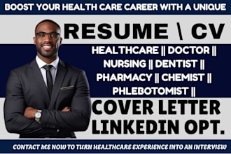 write medical, healthcare, phlebotomist, doctor, nursing, dentist, rn, resume