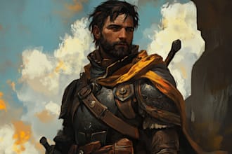 draw dnd character art design illustration, fantasy, game art, dnd party