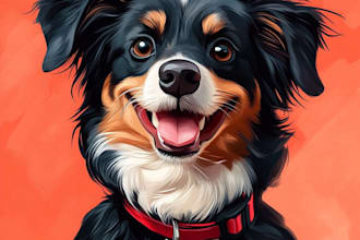 draw your cat, dog, or any pet into cartoon vector portrait