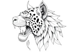 draw detailed black and white line art for tattoo design