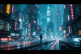 design a cyberpunk futuristic city art
