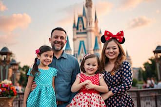 design a professional disney family portrait