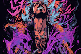 draw dark, horror, metal art illustration