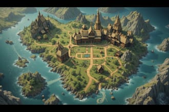 make fantasy map illustration for dnd, novels and games