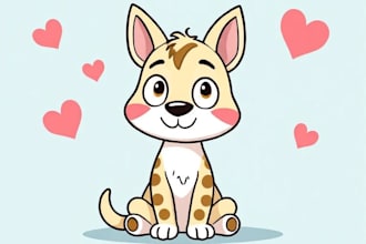 create cartoon vector animal in a simple style