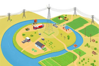 design isometric map illustration vector