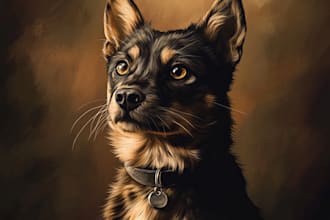 do realistic digital pet portrait dog, cat, horse