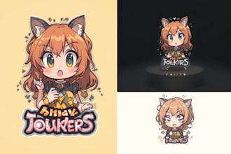 design cute anime logo mascot for your brand