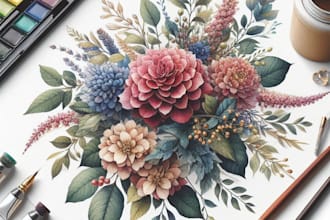 draw realistic botanical watercolor illustration