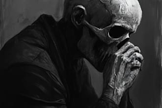 do awesome artwork for dark art, horror, creepy illustration