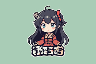 design logo with cute anime mascot in japanese style