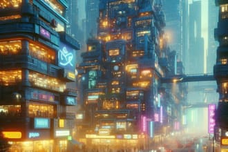 design cyberpunk scifi futuristic city concept art illustration