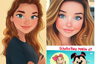 draw your portrait in disney cartoon style caricature
