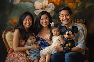 design a professional disney family portrait