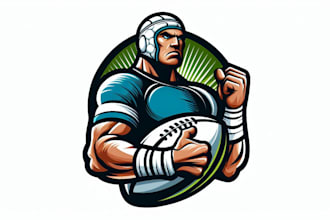 do awesome rugby sport mascot logo design with company
