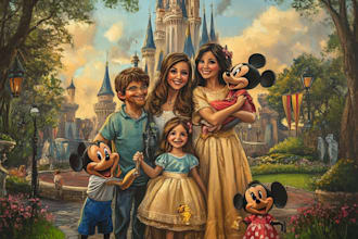 design a professional disney family portrait