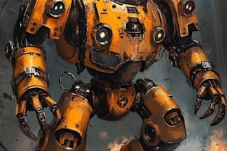 draw amazing character mecha robot illustration