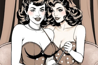 pin up girl and pin up girl illustration