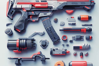 design detailed 3d weapons with an epic style