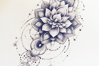 create tattoo design with mandala, flowers or custom for you