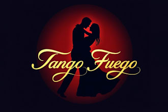 do tango salsa couple dancer silhouette mascot logo