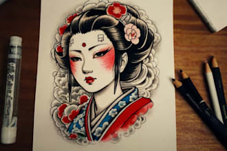 create tattoo japanese old school design