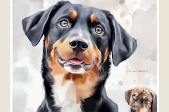 custom pet portrait, digital art, watercolor, pet memorials
