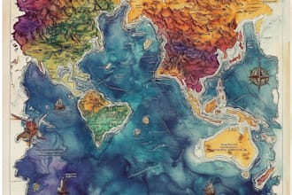 create a detailed watercolor map illustration of your city