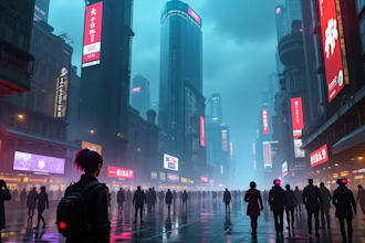 do cyberpunk scifi futuristic city no ai use