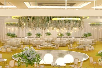renovate 3d event hall,bridal couch,banquet hall,stage design,d5 render,hotel ha