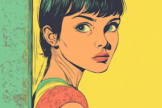 draw in comic style and retro colors