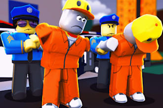 develop full roblox game,roblox 3d map,script,roblox hood game,obby,guis,lua,vfx