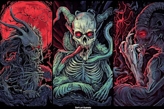 custom illustration dark art and psychedelic